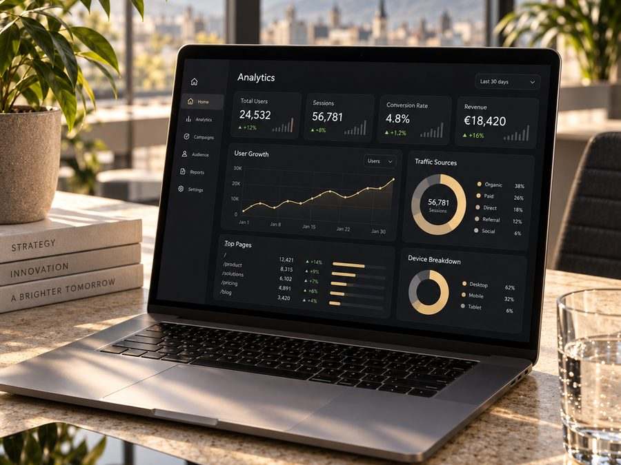 Analytics-Dashboard auf einem Laptop