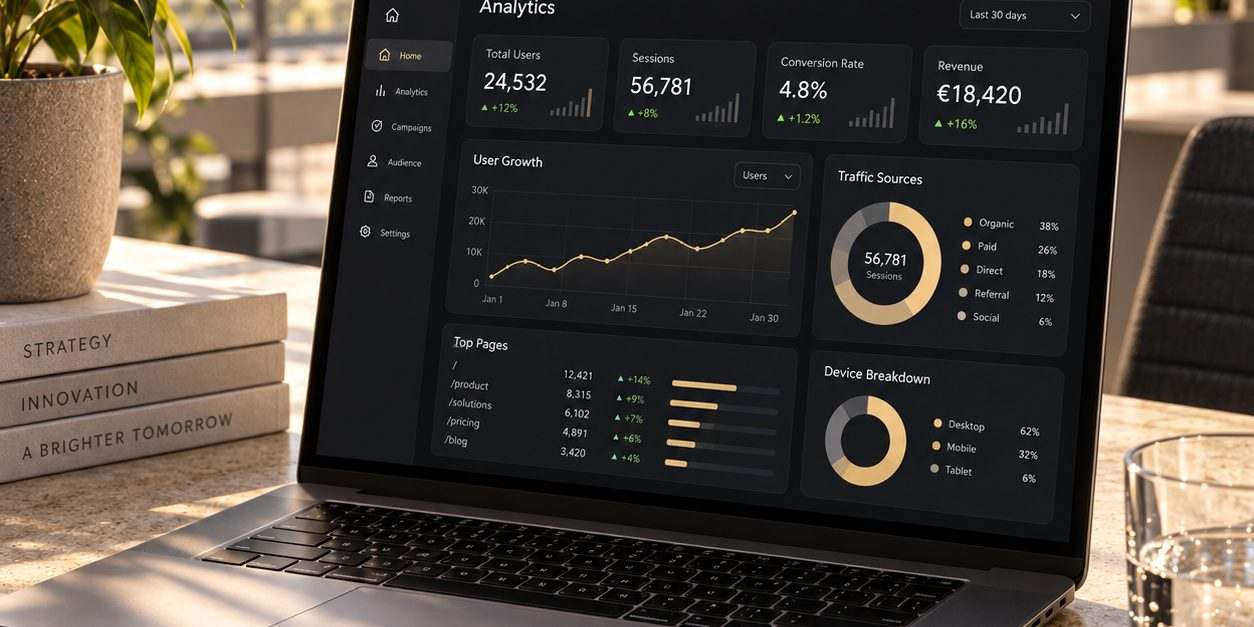 Analytics-Dashboard auf einem Laptop